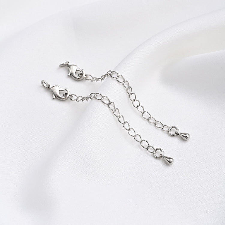 White gold tail chain, 6.5cm long, with lobster clasp and open ring