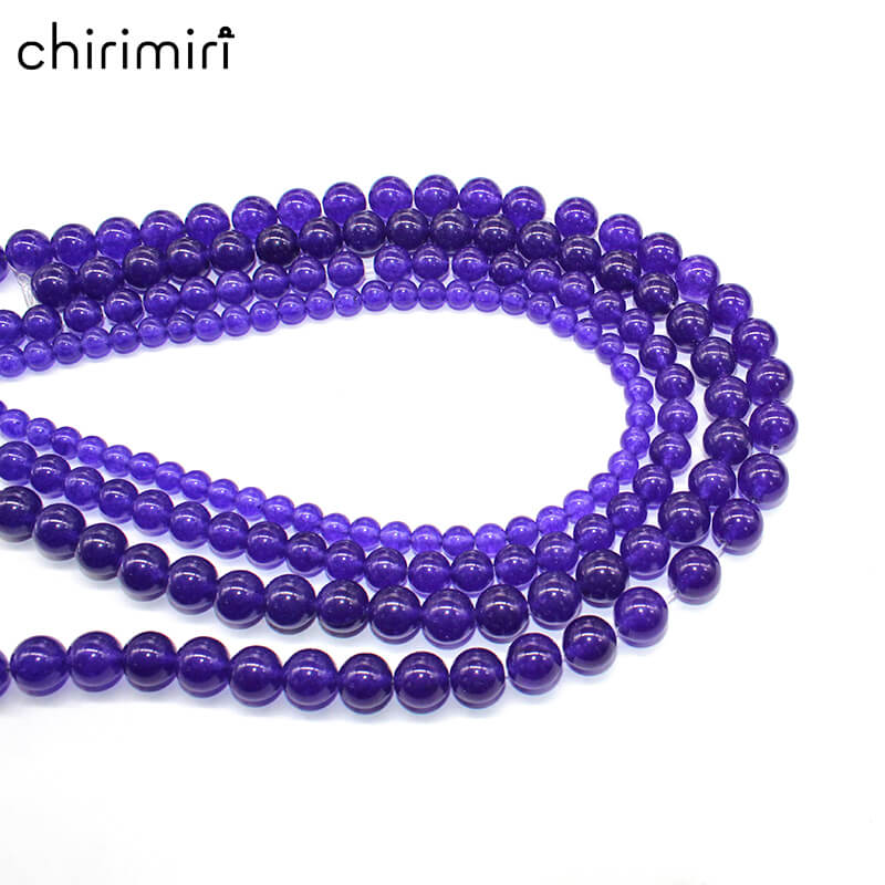 Purple chalcedony loose beads crystal jade semi-finished product DIY hand-woven beads