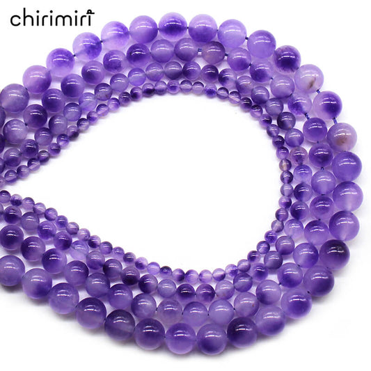 Purple floating flower chalcedony loose beads bracelet