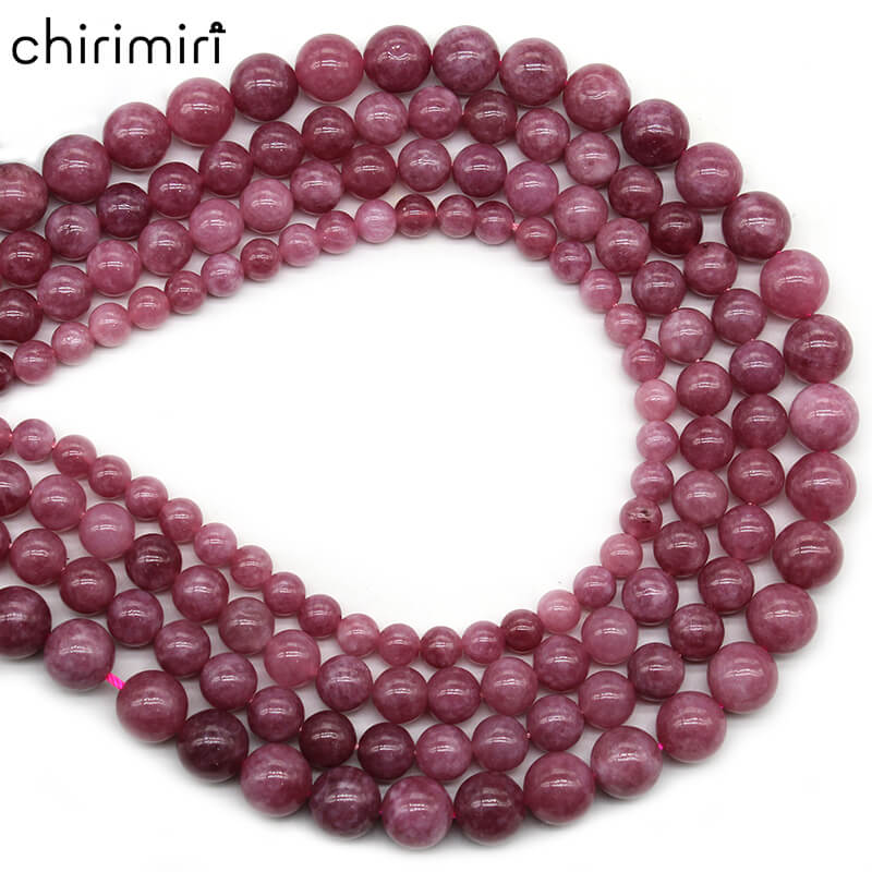 Purple peach chalcedony round beads DIY hand-woven bracelet