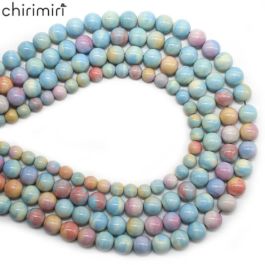 Rainbow stone imitation Alashan loose beads and round beads DIY handmade bracelet