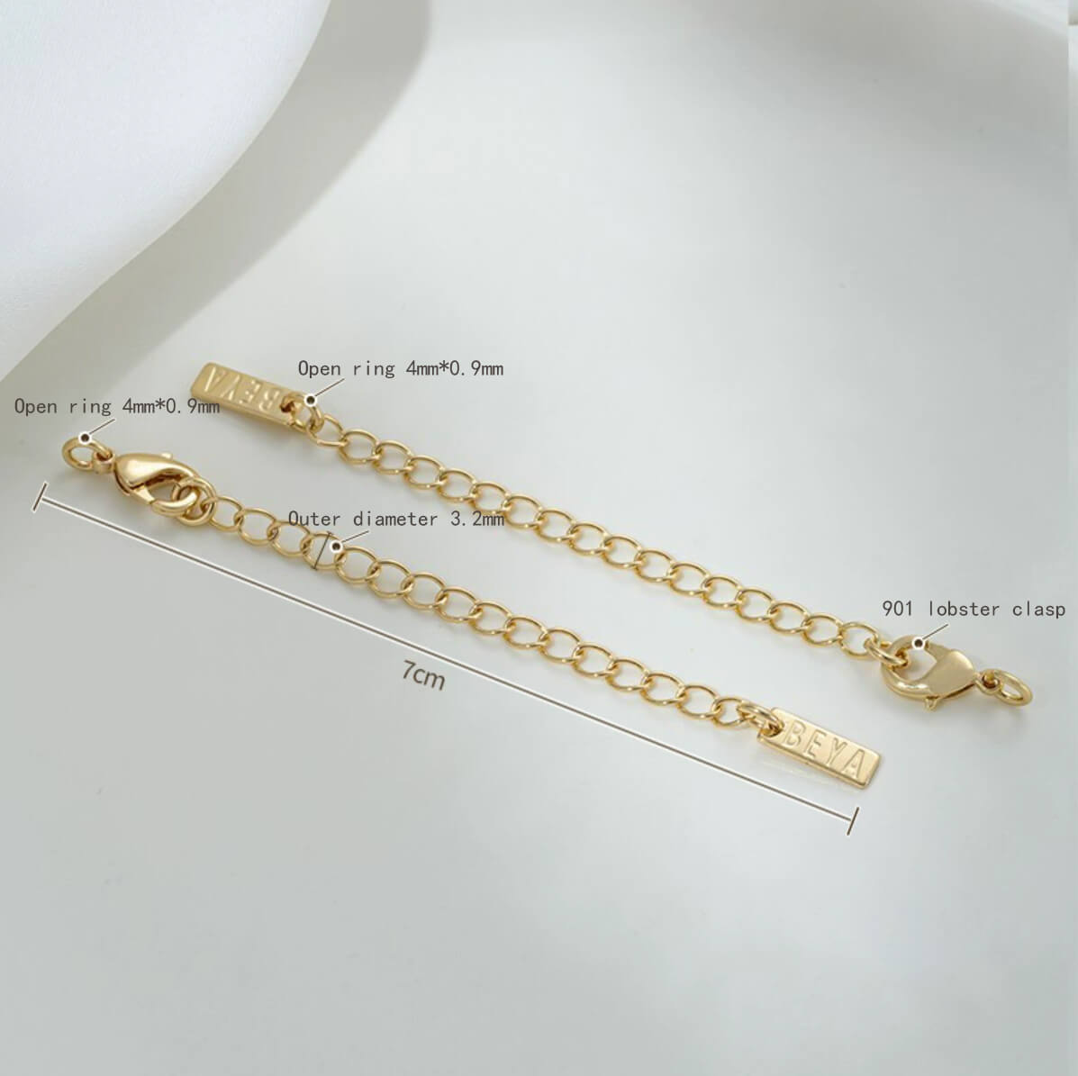 Lobster Clasp Extender, 14K gold-plated,white gold engraved portrait rectangular plate oval heart tag tail chain