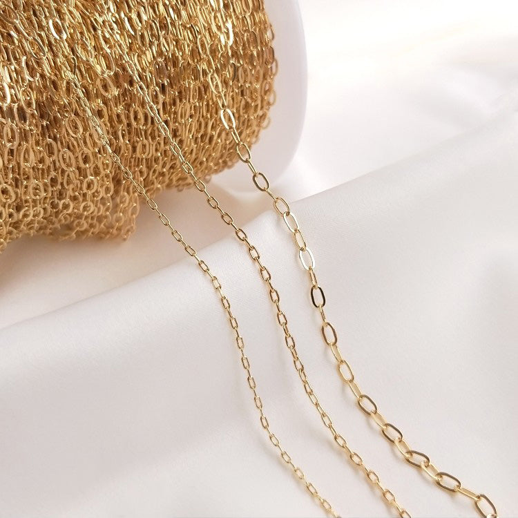 14K gold-plated rectangular 0-shaped chain （1 meter）