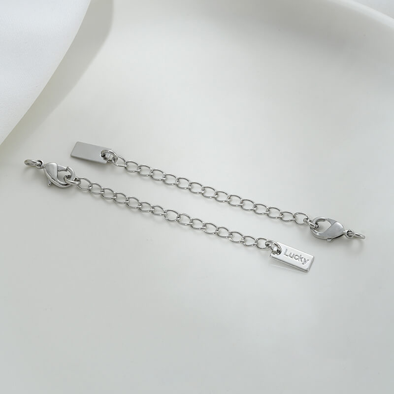 Lobster Clasp Extender, 14K gold-plated,white gold engraved portrait rectangular plate oval heart tag tail chain