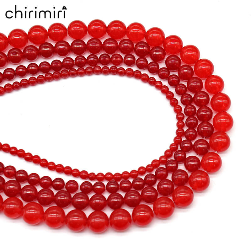Red chalcedony round beads DIY handmade weaving materials