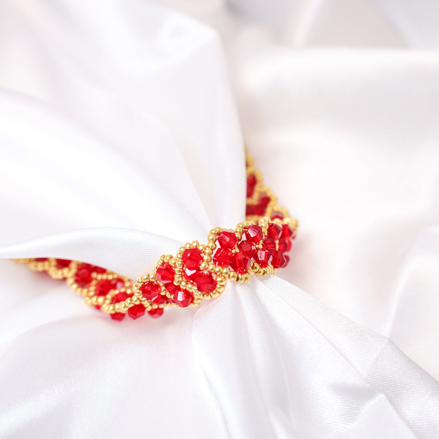 Chirimiri Handmade Red heart crystal bracelet - Fiery Passion Cascade