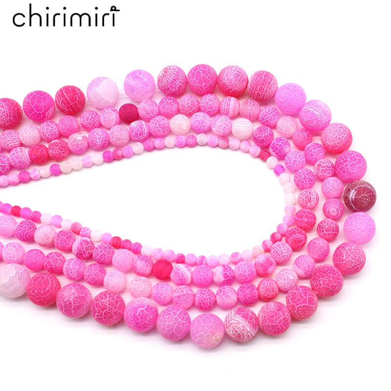 Rose red weathered agate round beads semi-finished accessories