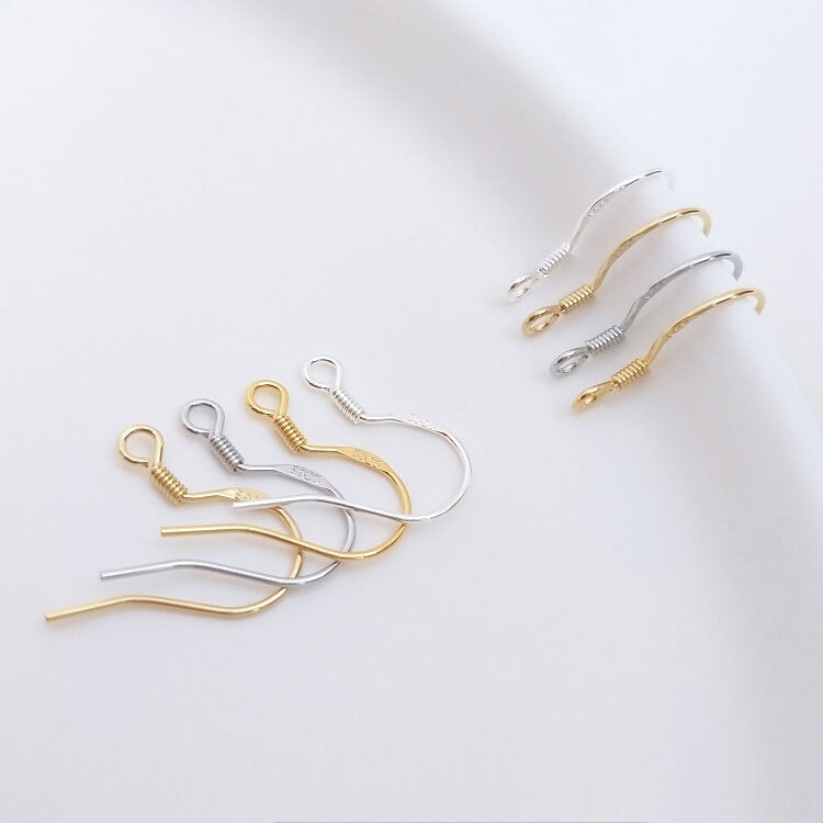 S925 pure silver ear hooks plated with 18K real gold, white gold and 14K gold