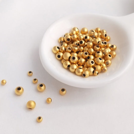 Sand gold beads round beads real gold loose beads 3-5mm