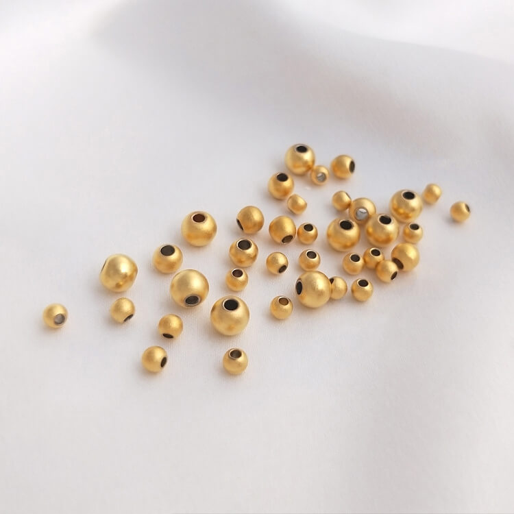 Sand gold beads round beads real gold loose beads 3-5mm