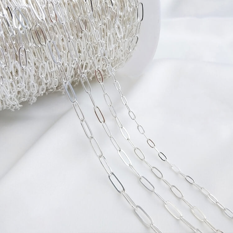 Silver long O chain rectangular loose chain