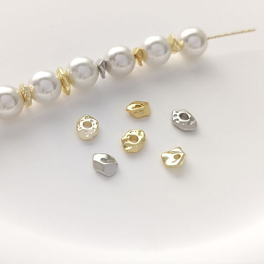 Special-shaped gravel spacer beads, oval stone flat beads 10 pieces
