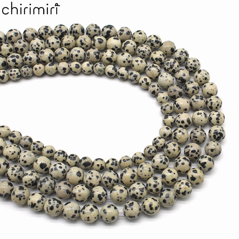 Spotted stone loose beads and DIY hand-woven materials