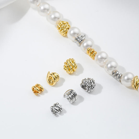 Spring beads, twisted snail beads, braided ball spacer beads