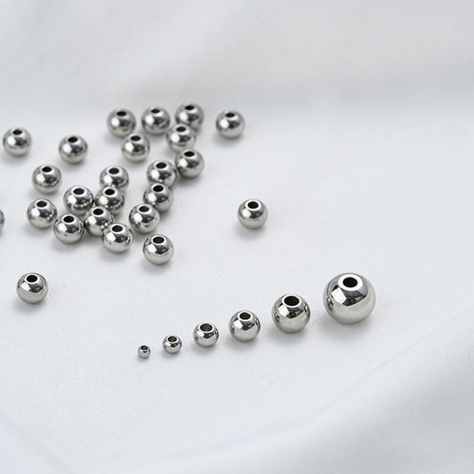 Titanium steel round ball solid through hole round spacer bead