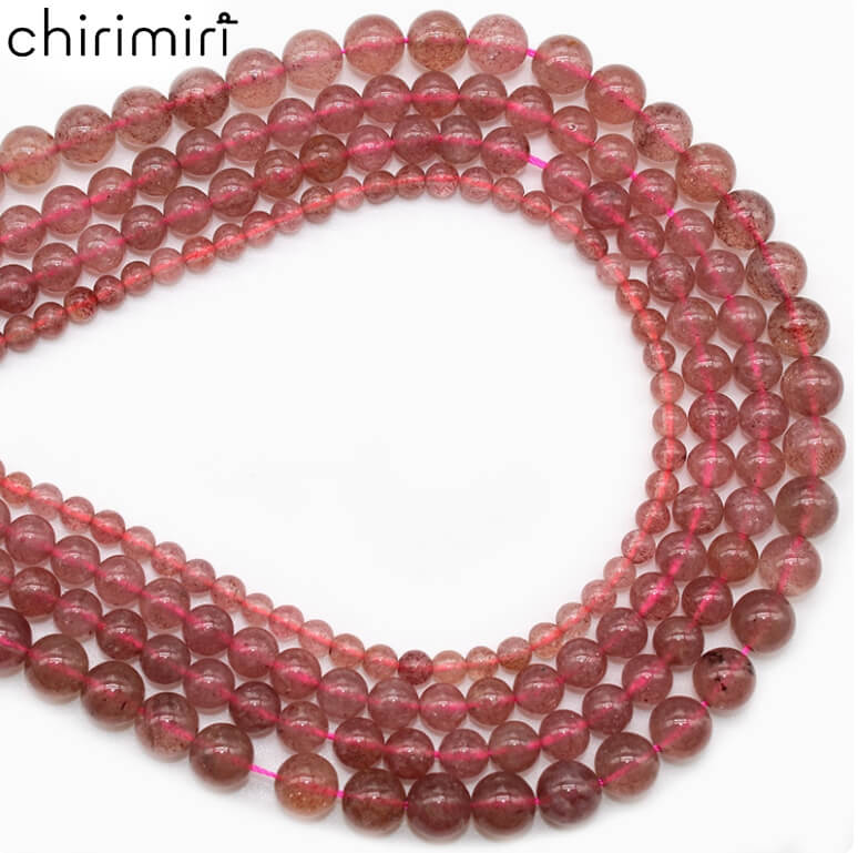 Strawberry Crystal Loose Beads Round Beads DIY Hand-woven Bracelet