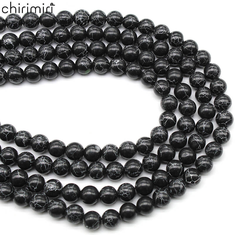 Synthetic black malachite loose beads diy hand-woven