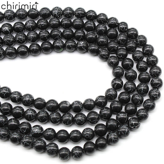 Synthetic black malachite loose beads diy hand-woven