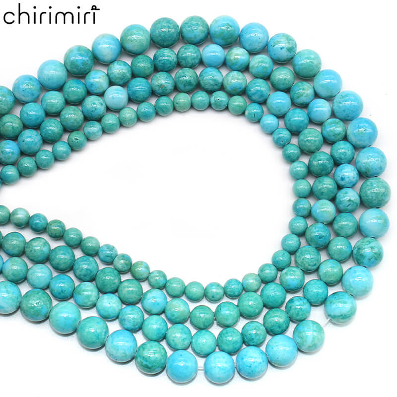 Synthetic blue fossil loose beads DIY handmade bracelet