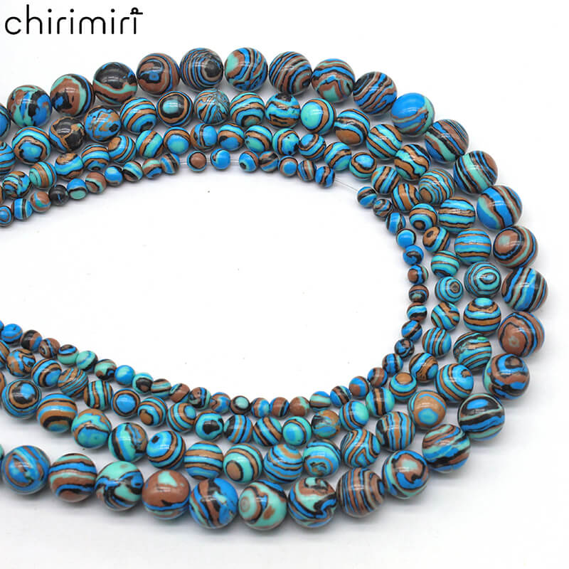 Synthetic blue malachite round beads crystal agate DIY hand-woven materials