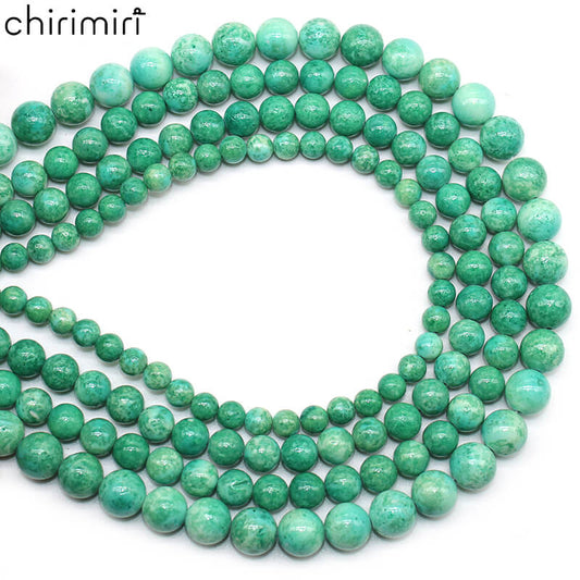 Synthetic green fossil loose beads DIY hand-woven bracelet