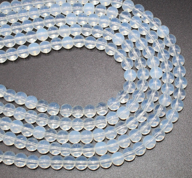 Synthetic opal round bead necklace semi-finished product
