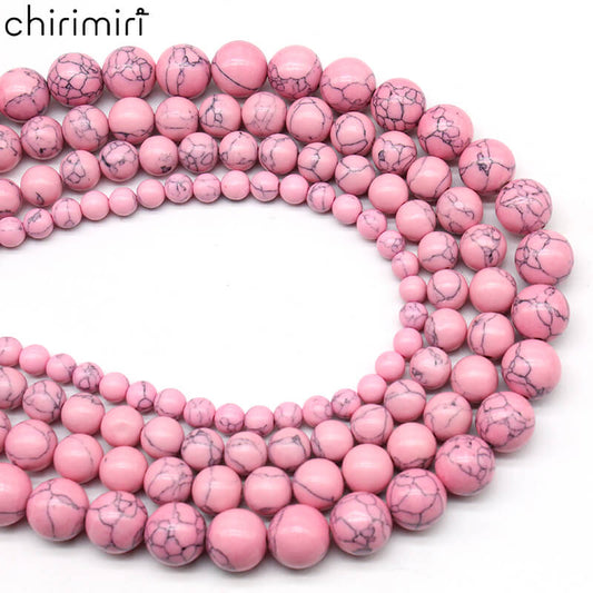 Synthetic pink turquoise loose beads and round beads DIY hand-woven materials