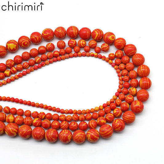 Synthetic red malachite loose beads diy hand-woven beads