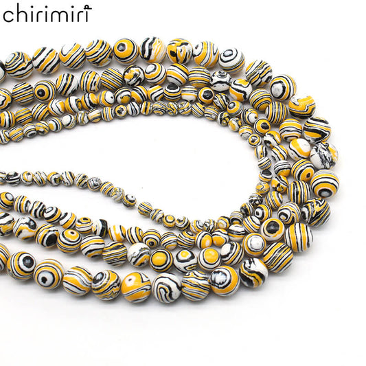 Synthetic yellow malachite round beads DIY hand-woven materials