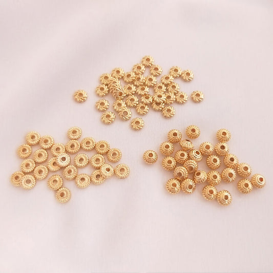 Threaded wheels, Hot Wheels, Lantern bead spacers 50 pieces