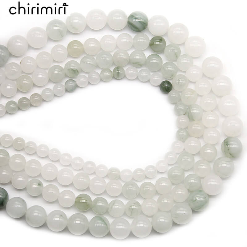 Natural stone Tianshan jade loose bead necklace semi-finished product