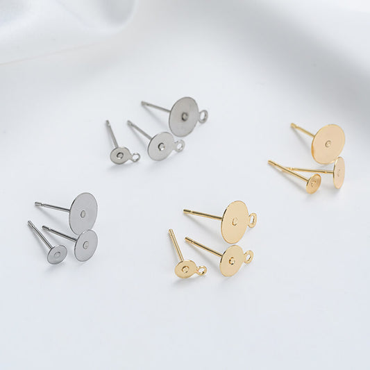 Titanium steel natural color gold-clad flat-head pin with hanging flat pin