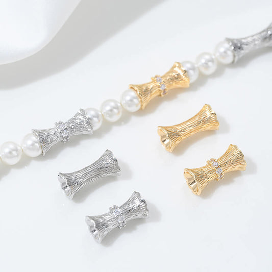 Tree pattern barrel beads, small waist spacer beads, double-sided flower holder