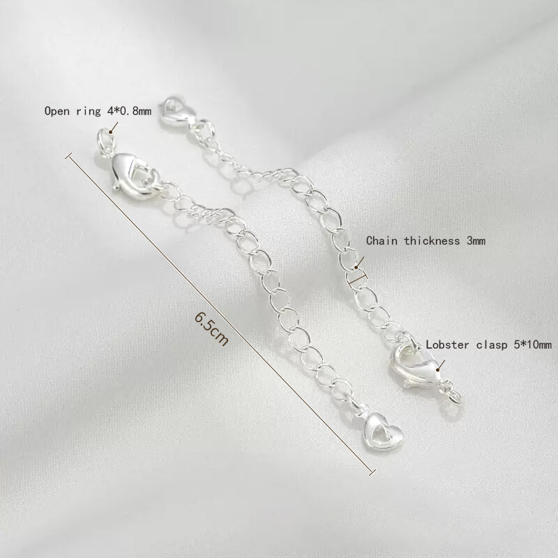 Silver tail chain, 3mm thick, with small lobster clasp and open ring
