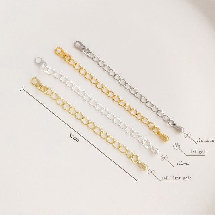 Tail chain, copper plated 14K18K real gold silver water drop, heart-shaped
