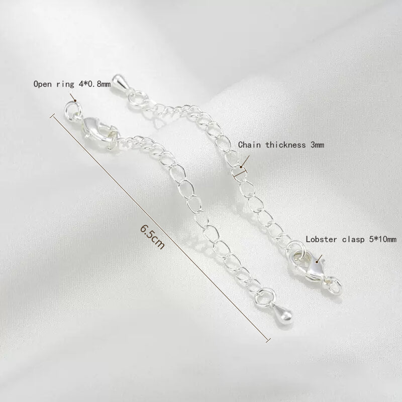 Silver tail chain, 3mm thick, with small lobster clasp and open ring