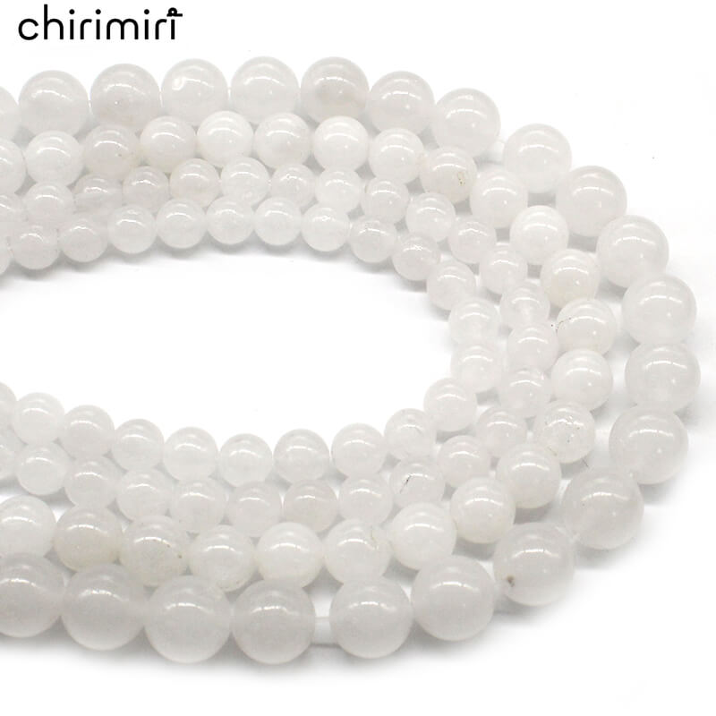 White chalcedony loose beads round bead bracele