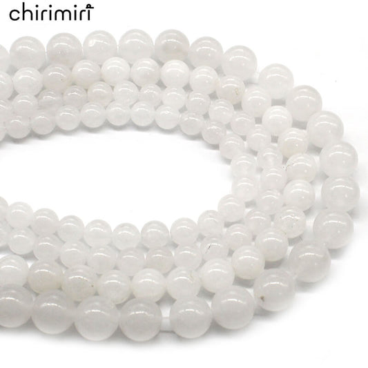 White chalcedony loose beads round bead bracele