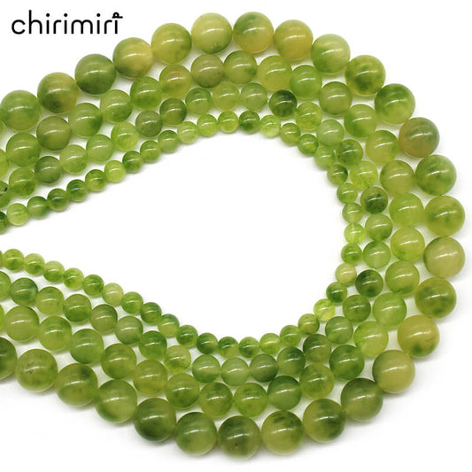 Yellow-green floating flower chalcedony loose beads round bead bracelet