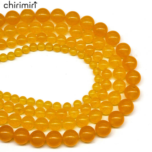 Yellow chalcedony loose beads semi-finished DIY handmade crystal beads