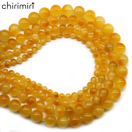 Yellow floating flower chalcedony loose beads DIY hand-woven bracelet