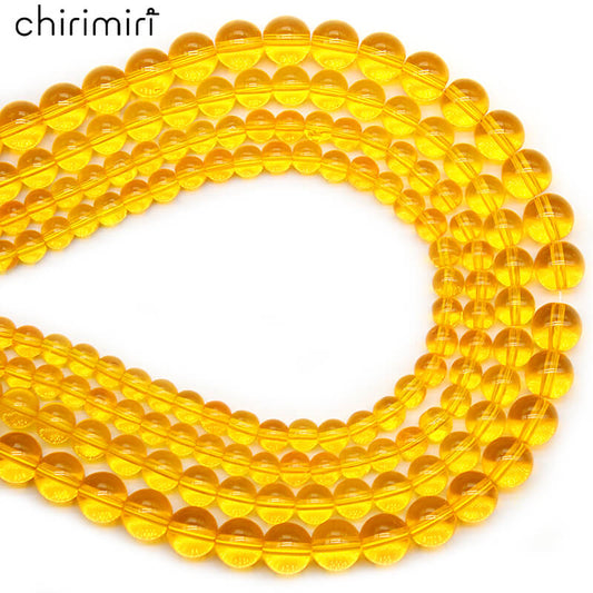 Yellow glass beads loose beads round beads DIY hand-woven bracelet