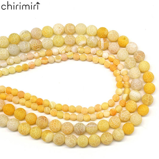 Yellow weathered agate loose beads diy hand-woven crystal