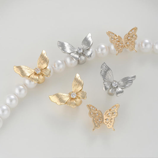 Zirconium-inlaid butterfly spacer beads with holes