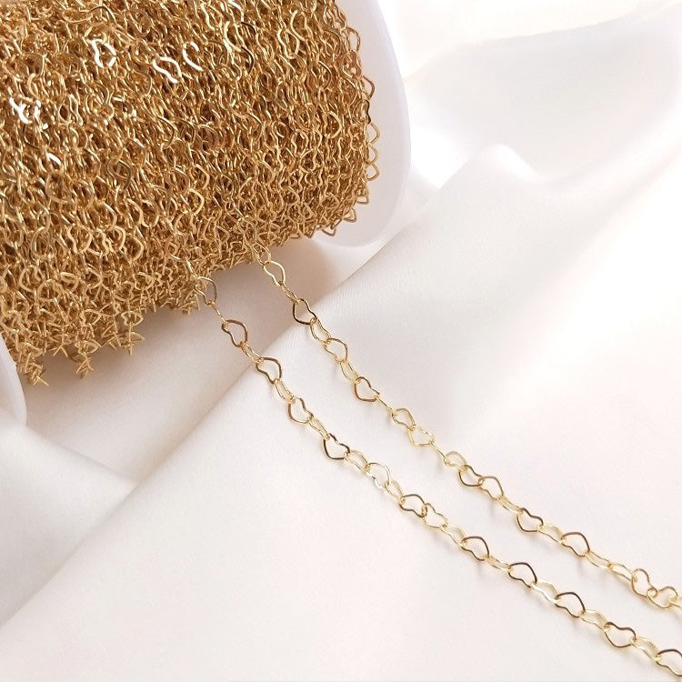 14K gold-plated small and big love heart chain extension necklace