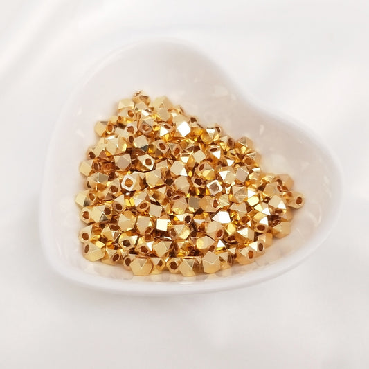 White k 14K gold-plated cut corner beads polygonal cut loose beads 10 pcs
