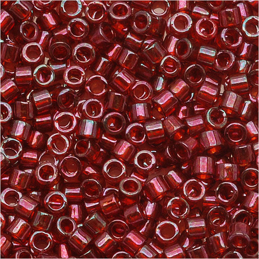 Miyuki Delica Seed Beads, 11/0 Size, Transparent Garnet Gold Luster DB105 (2.5" Tube)