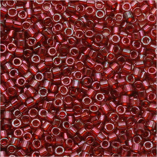 Miyuki Delica Seed Beads, 11/0 Size, Transparent Garnet Gold Luster DB105 (2.5" Tube)