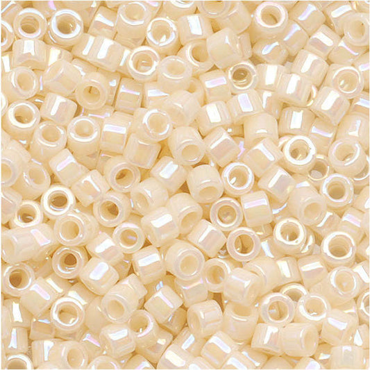 Miyuki Delica Seed Beads, 11/0 Size, Opaque Cream AB DB157 (10 Grams)