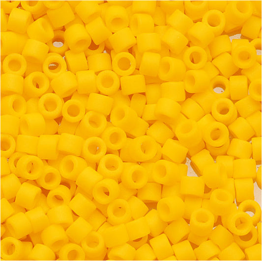 Miyuki Delica Seed Beads, 11/0 Size, Matte Opaque Canary Yellow DB1582 (2.5" Tube)